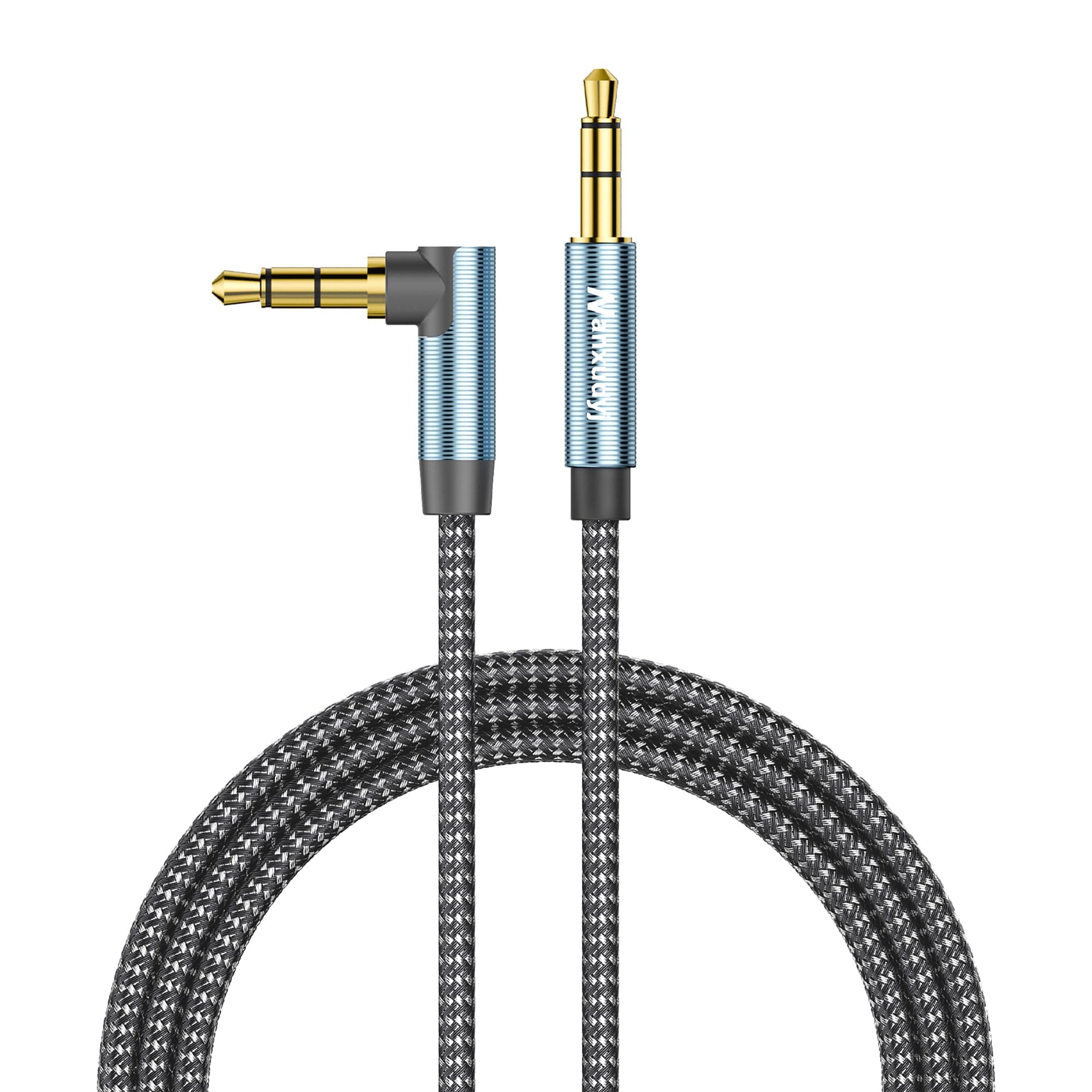 6ft/1.8M 3.5mm Audio Cable, 90 Degree Right Angle, 24K Gold Plated, Compatible with Headphones, Tablets, Speakers, Smartphones, Laptops, MP3 Players, Car/Home Stereo