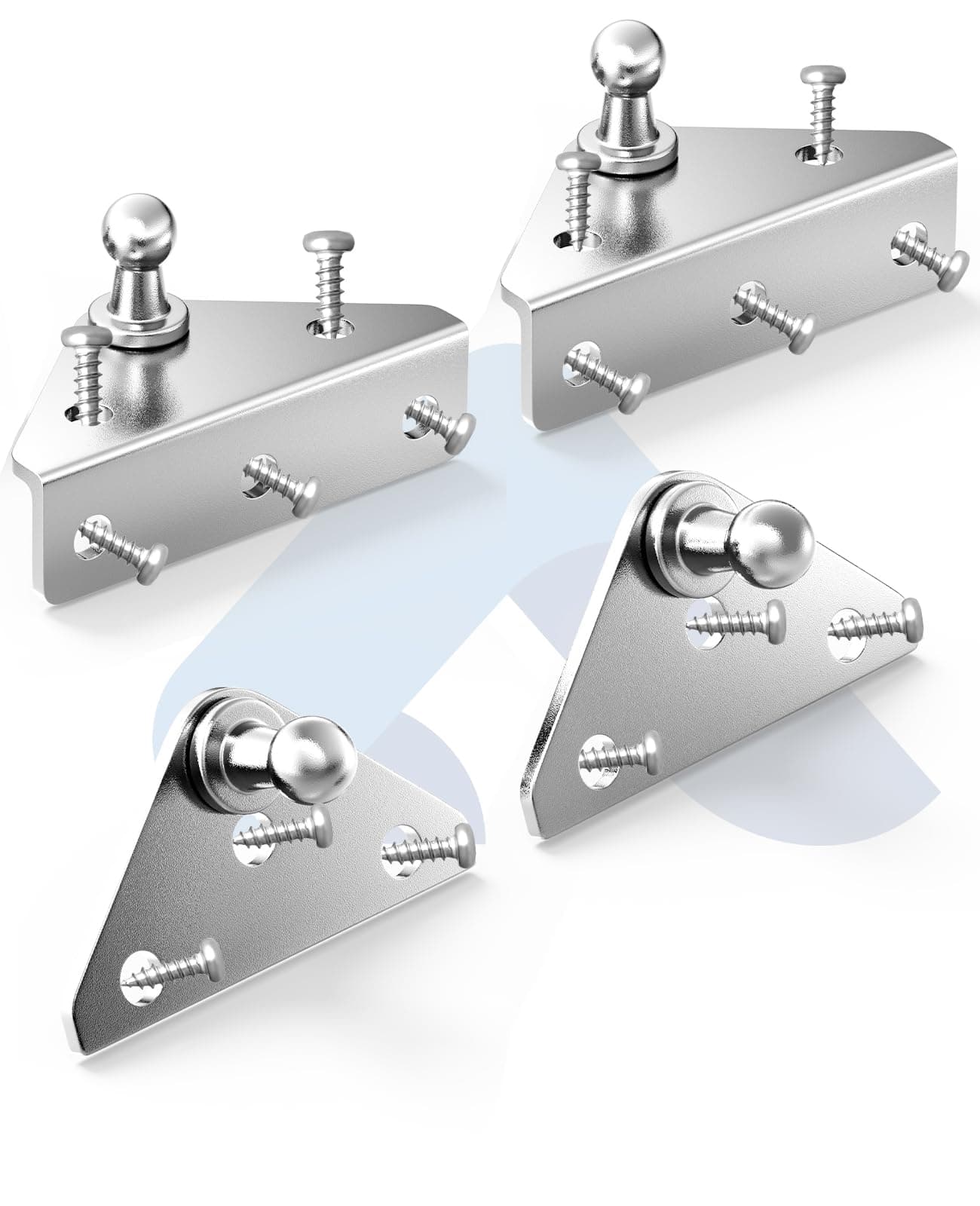 ARANA 10𝒎𝒎 Ball Stud Mounting Bracket for Universal Gas Struts Lift Supports Shocks Spring Prop Mounts Brackets Kits Silver 4PCS with 16 Screws (Only Fits 10mm Ball Head)