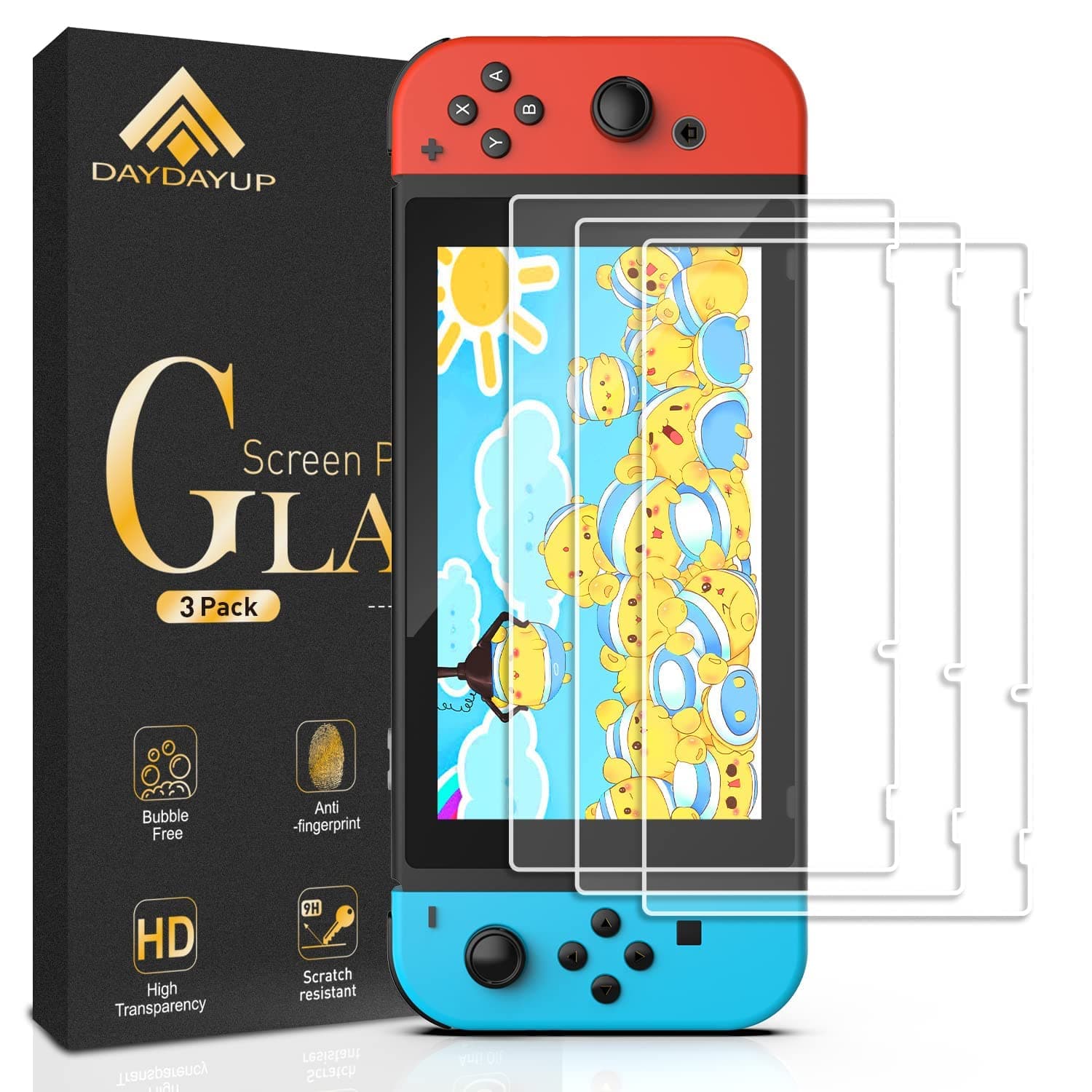 daydayup [3 Pack] Screen Protector Tempered Glass for Nintendo Switch - Hestia Goods Transparent HD Clear Anti-Scratch Screen Protector for Nintendo Switch