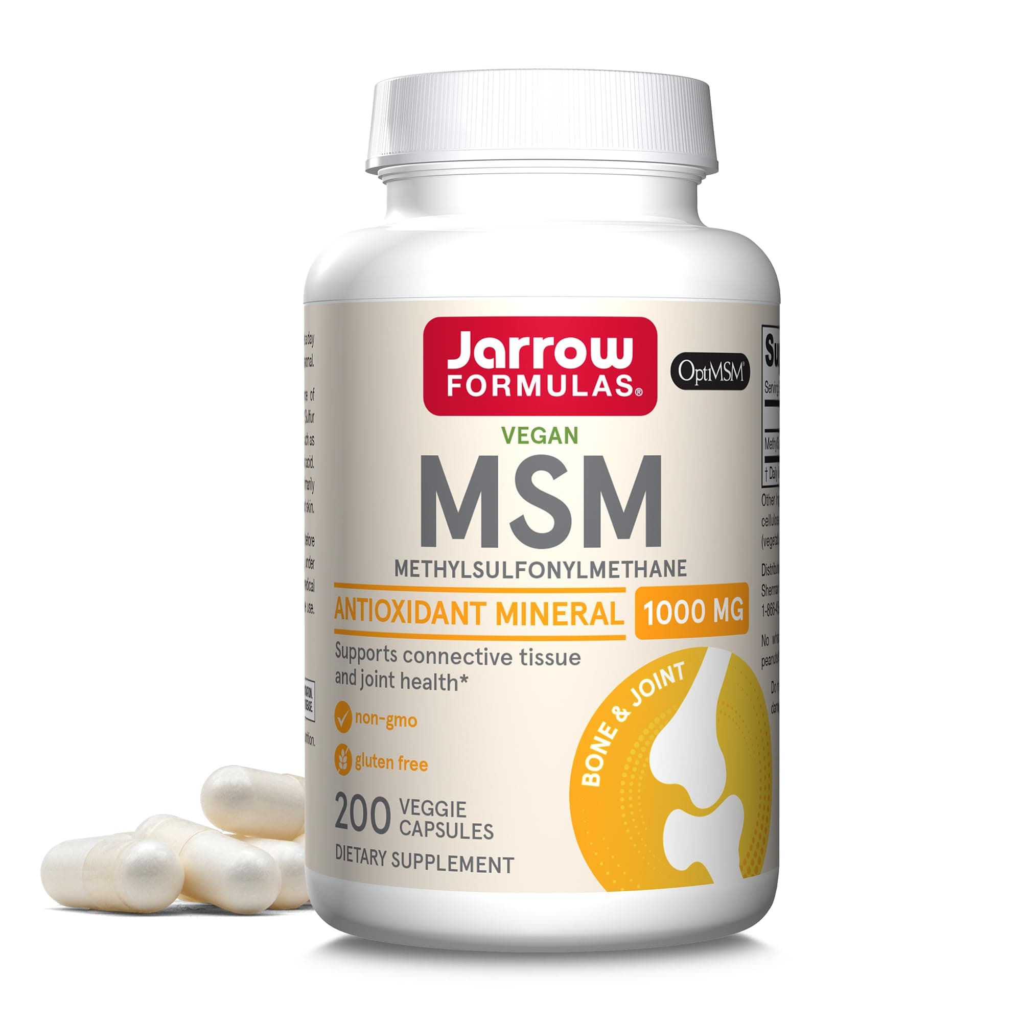 MSM 1000 mg - 200 Veggie Capsules - Methylsulfonylmethane - Source of Sulfur - Dietary Supplement Supports & Strengthens Joints - Up to 200 Servings