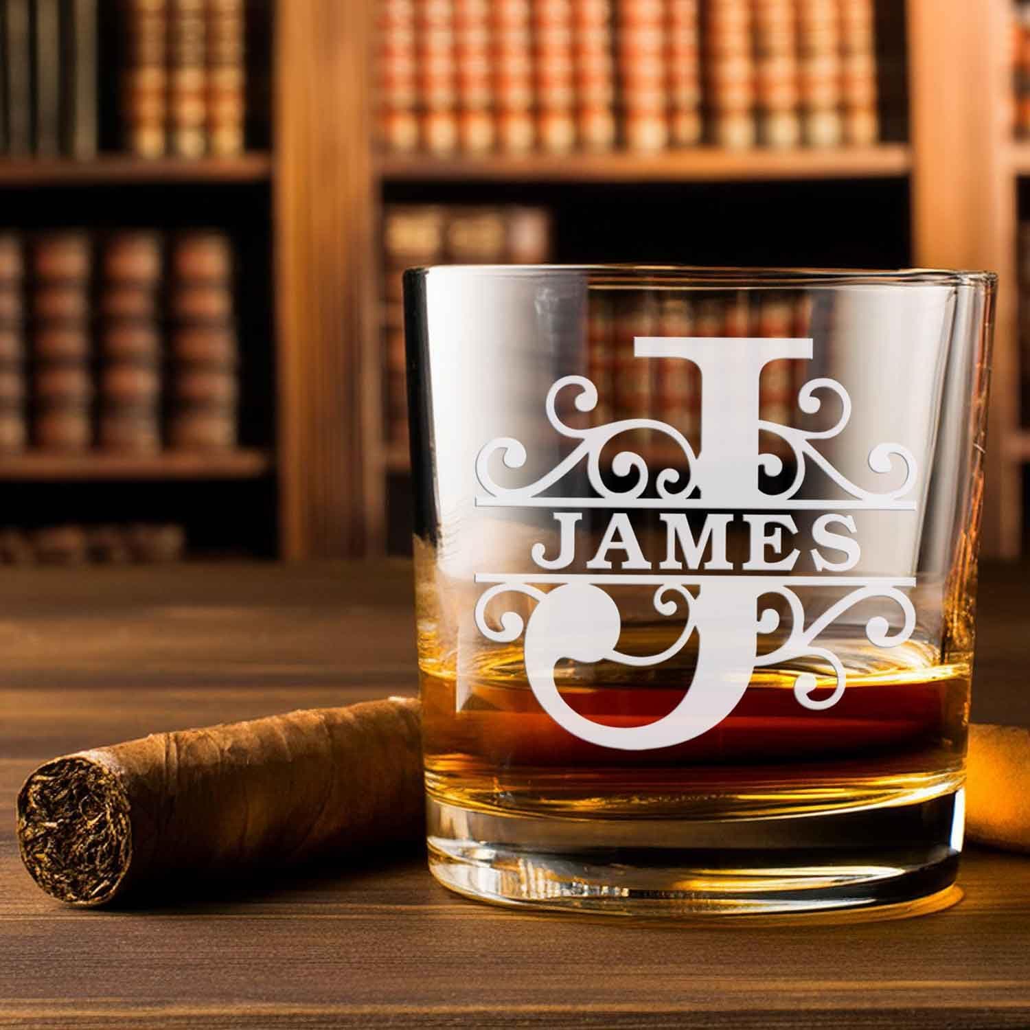 Personalized Customized Laser Engraved Monogrammed Cocktail Glass, 11 oz Custom Scotch Bourbon Whiskey Birthday or Special Occasion Gift For Him and Her (1 Glass)