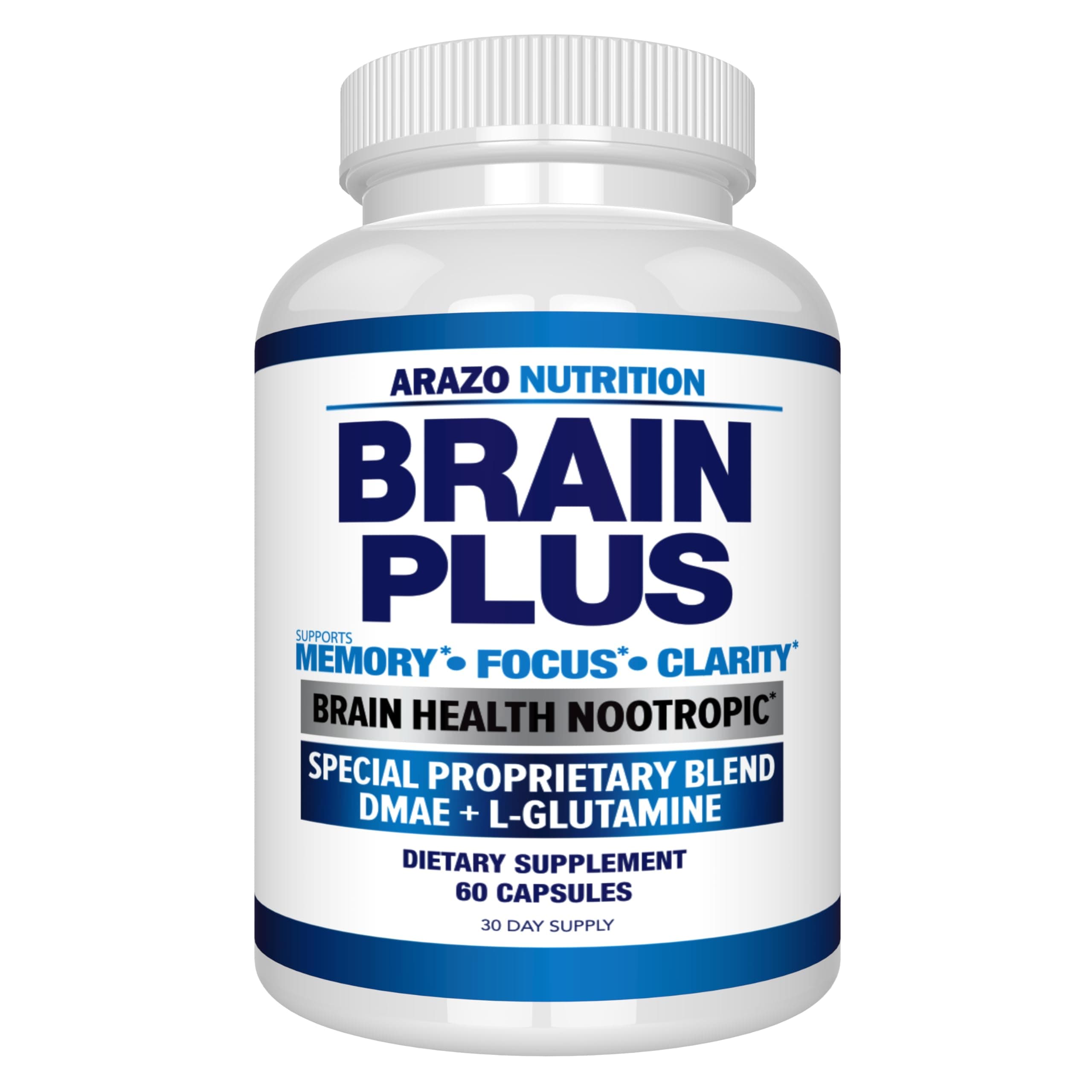 Premium Brain Function Supplement – Memory, Focus, Clarity – Nootropic Booster with DMAE, Bacopa Monnieri, L-Glutamine, Multi Vitamins, Multi Minerals