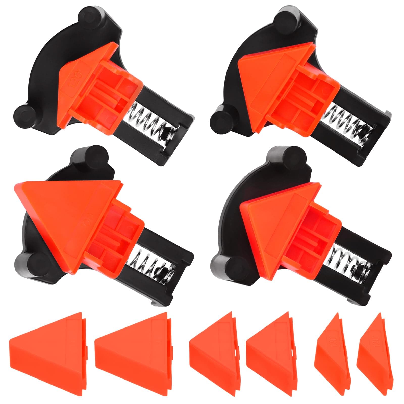 10Pcs 60/90/120 Degree Corner Clamps Kit, Multi Angle Right Angle Clamps Adjustable Spring Loaded Fixing Clip Clamp Tool with Single Handle for Drilling Welding Frame Cabinet