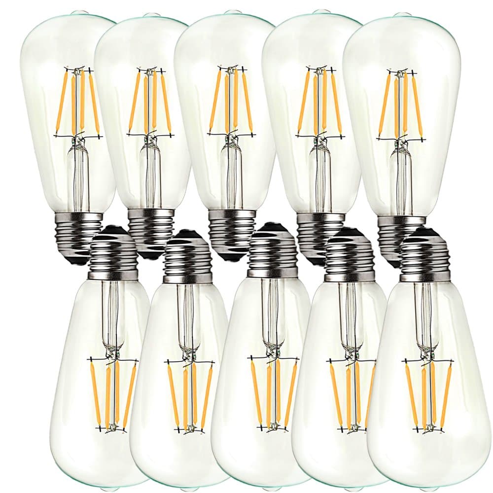 OUGEER 10 Pack Vintage E27 Screw Edison Led Light bulb ST64 4W Filament LED Bulbs Energy Saving Bulb Warm White 2300K [Energy Class A+]