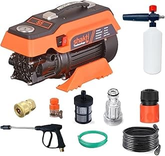 Shakti Technology S5 High Pressure Car Washer Machine 1900 Watts, Pressure 125 Bar, 8L/Min Flow Rate and 10 Meter Hose Pipe with Professional 1L Foam Cannon Snow Lance