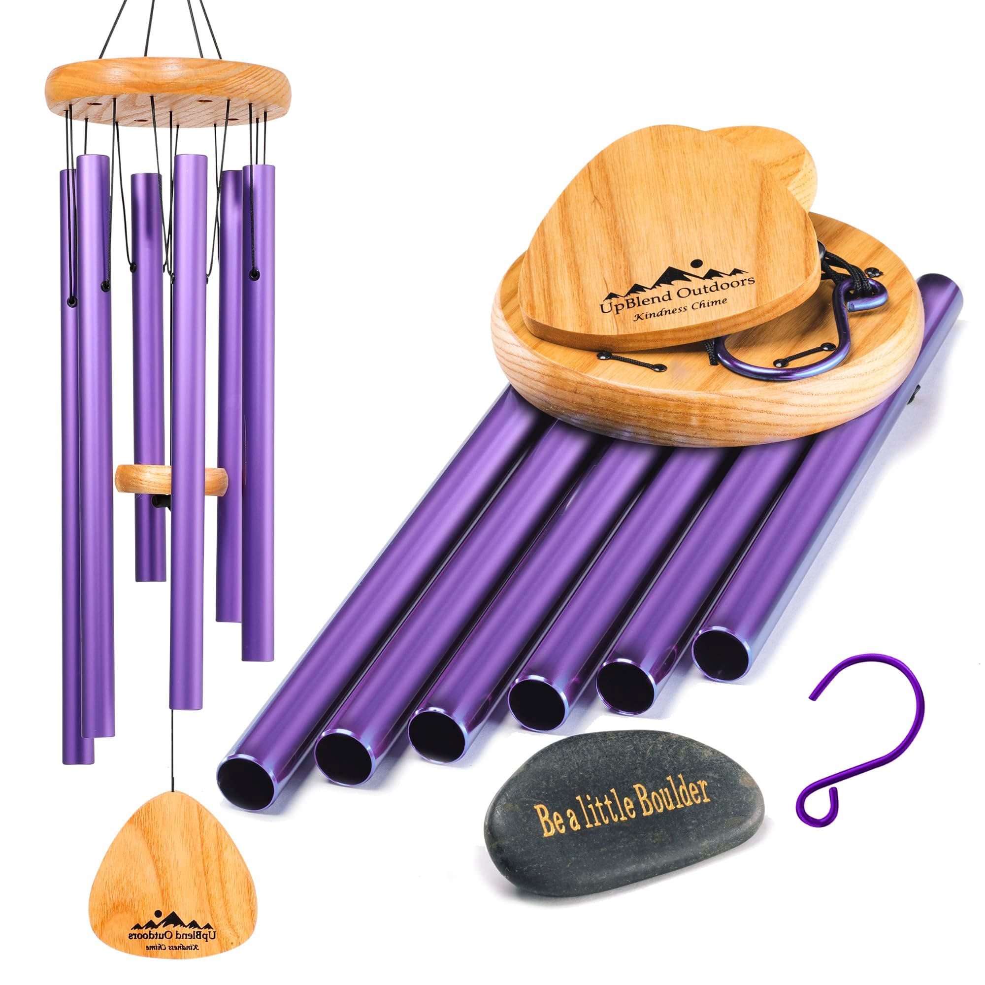 UpBlend Outdoors Wind Chimes for Outside, Gift for Mom, Deep Tone, Sympathy Gifts for Loss of Loved One, Patio Decoration, Memorial Windchimes, 29" Purple