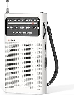 AM FM Radio Portable for Home Outdoor, Transistor Radio 2AA Battery Operated with Long Range Reception, Loud Speaker, Transistor Antenna, Earphone Jack, Small Gifts for Seniors Elderly-White
