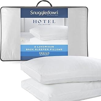 Snuggledown Hotel Collection Back Sleeper Pillows 2 Pack - Supportive & Breathable Boxed Pillow for Back Sleepers | Cotton Cover, UK-Made, Non-Allergenic, Machine Washable (43 x 69cm)