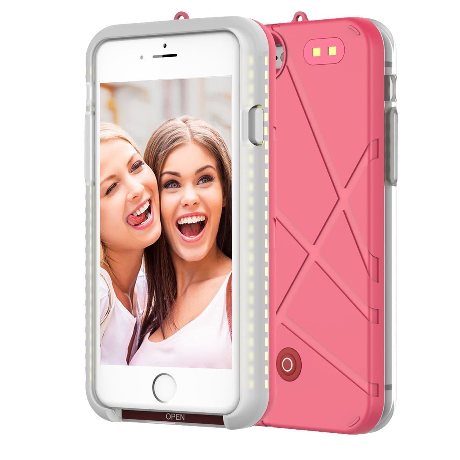 ONTA LED Light Up Luminous Selfie for iPhone 7,iPhone 8, 4.7 Inch Cell Phone Case,Illuminated (Dimmable) Flash Light Battery Charger Case With Rechargeable Backup Power Bank (Pink)