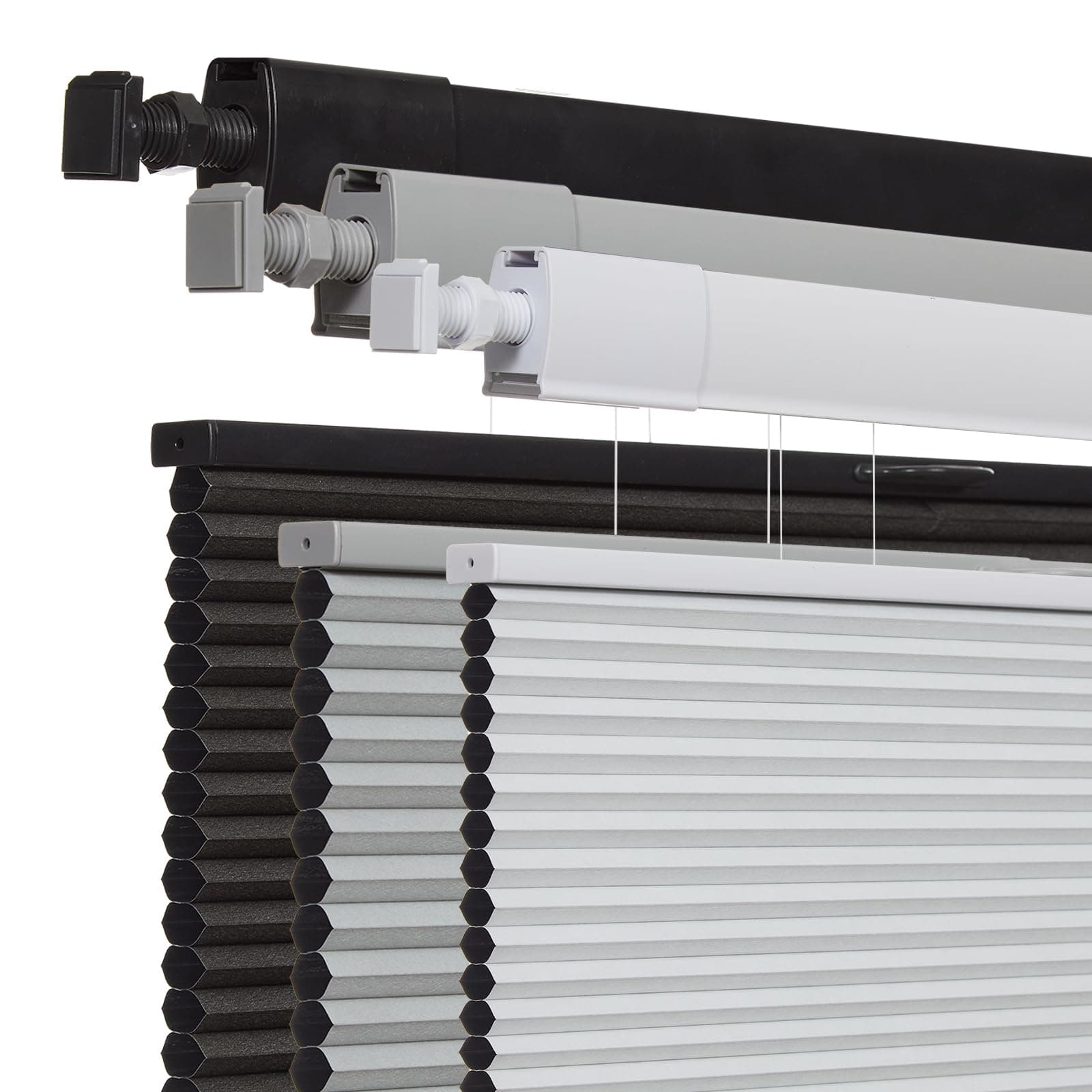 No Drill No Tools Cellular Shades for Windows, Top Down Bottom Up Honeycomb Blinds, Blackout Cordless Window Blinds for Indoor Windows, Easy to Install,Blackout-white37 W X 80" H