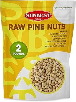 Raw Pine Nuts, 2lbs – Unsalted & Unroasted – Shelled Pignoli Nuts For Pesto, Baking, Salads & Cooking – Non-GMO, Vegan, Healthy Snack