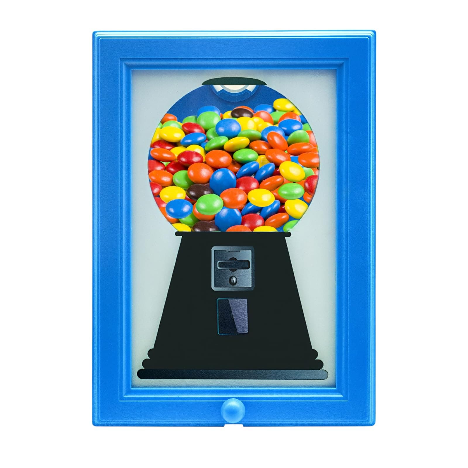 Candy Dispenser Picture Frame - Handy Candy Frame Dispenser for Wall, Interactive Gumball Machine for Home Office Hallway Decor Fast Distribution Candies Nuts Dog Cat Treats(Blue)