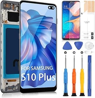 for Samsung Galaxy S10 Plus Screen Replacement for Samsung s10+ LCD Display G975F G975U G975W 6.4" Touch Screen Digitizer Full Assembly with Frame (Black Without Fingerprint Function)