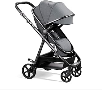 Mompush Baby Stroller, Convertible 2-in-1 with Bassinet Option, Infant Car Seat Compatible, Includes Adapter - Sturdy Full-Size Infant Stroller for Family Adventures