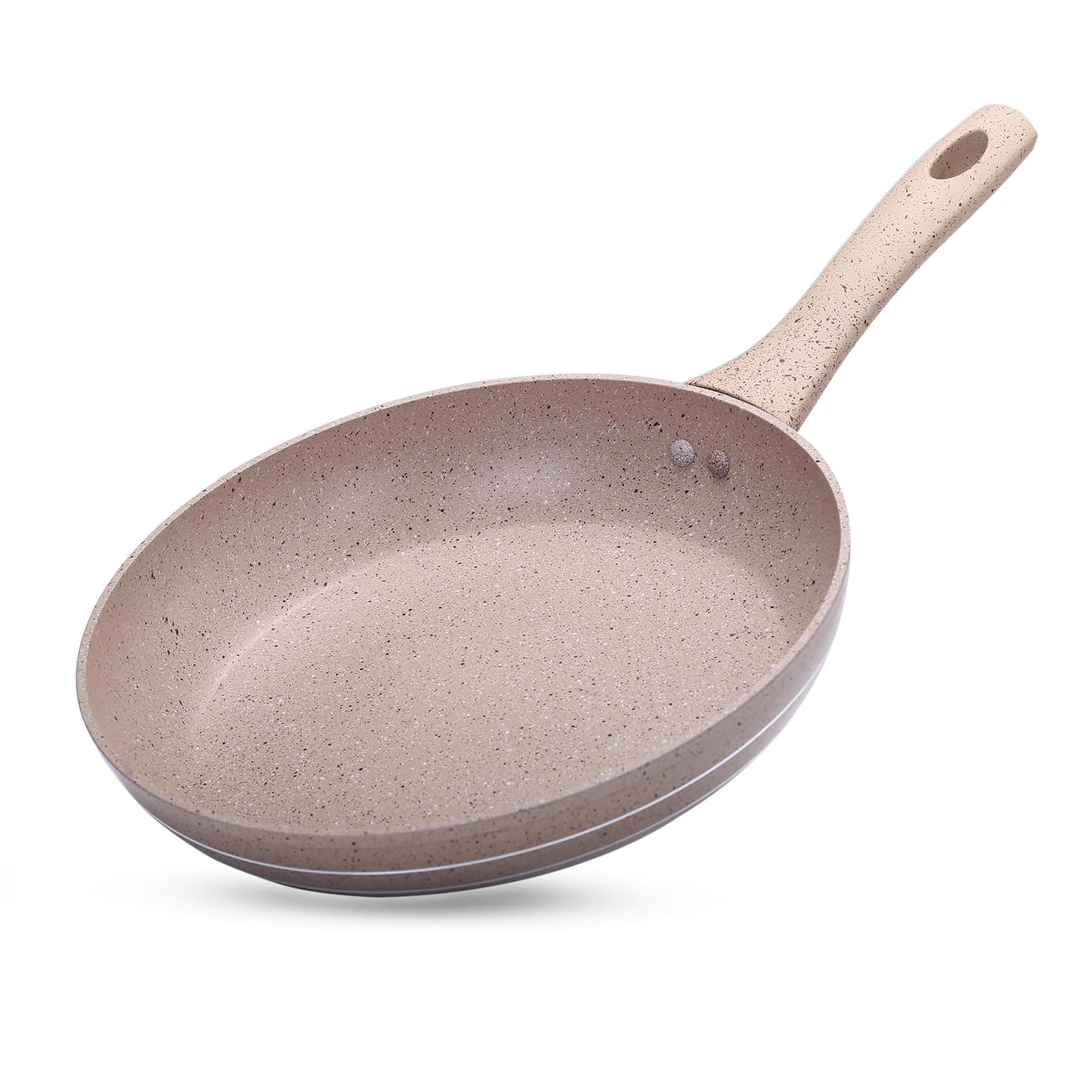 20 C.M Smart Fry Pan 5 Layer Granite Non Stick Coating Pan Multiple Hob Compatibility Heat Resistant Handle With Hanging Loop Ideal Frying, Cooking, Sauteing & More, Beige, Rf9461Bge, 20 CM