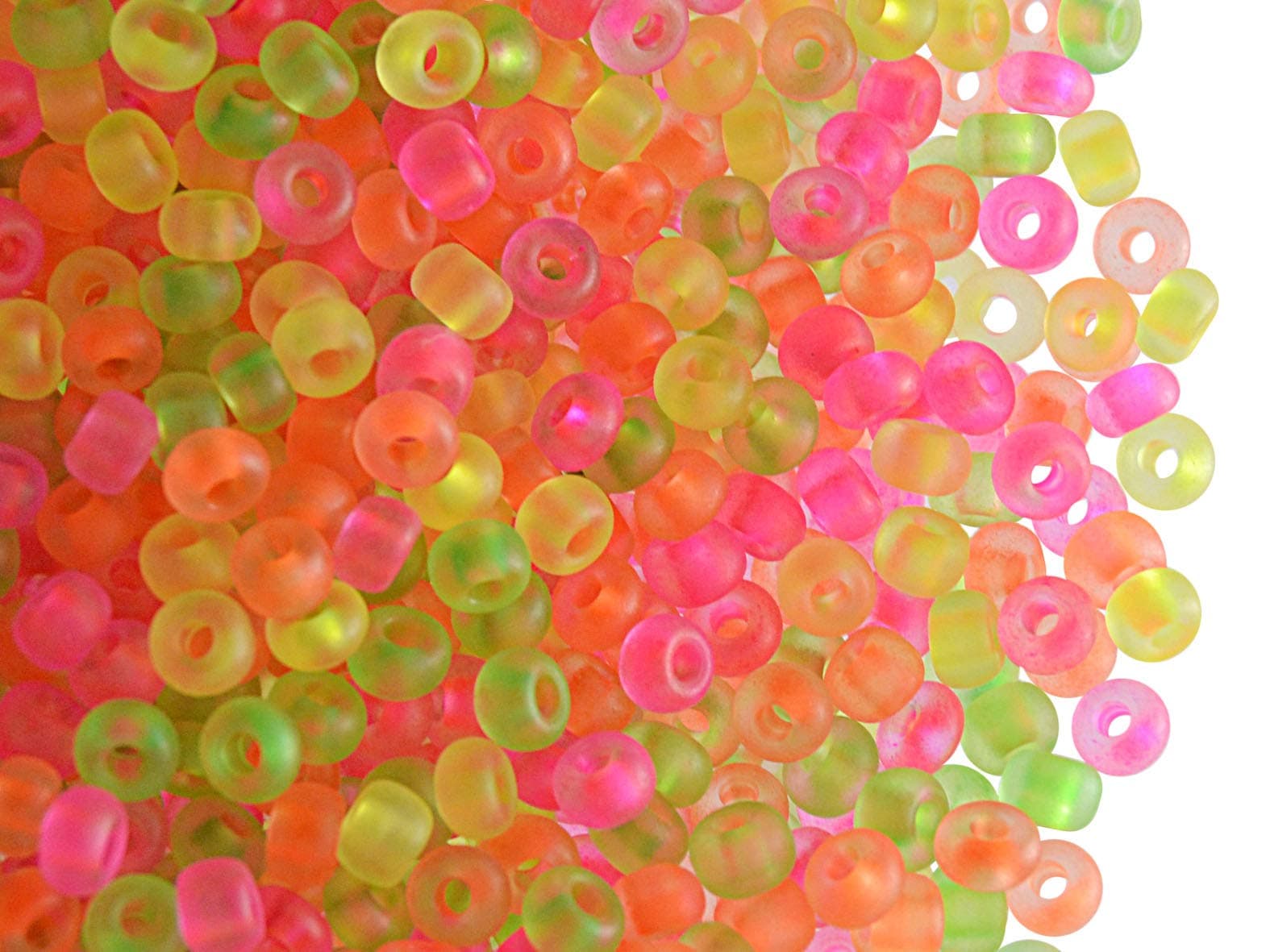 20 Grams (0,71 Ounces) 7/0 NEON (UV-Active) Czech Glass Seed Beads Preciosa Ornela Mix Matte