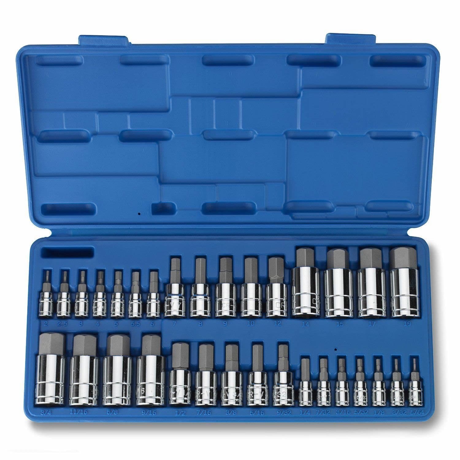 Sockets 32 PC MASTER ALLEN WRENCH BIT KIT HEX KEY FOR RATCHET TOOL SAE METRIC SET