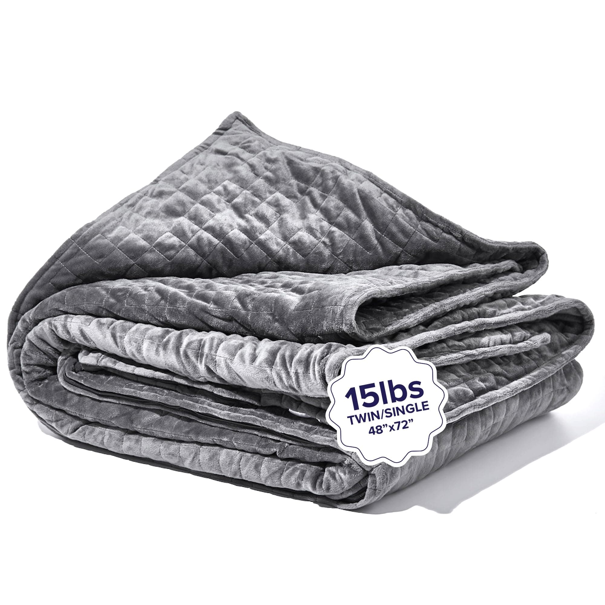 Gravity Weighted Blankets for Adults, 15lbs Grey (48" x 72", Twin/Single) - Heavy Comfort Cotton Blanket with Glass Beads - Utra-Soft Premium Breathable Microfiber Duvet Cover - Machine Washable