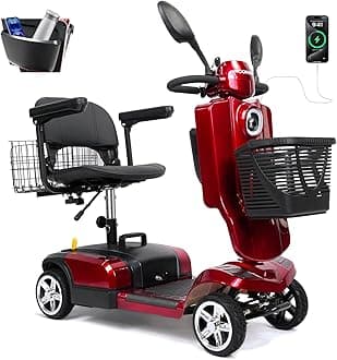 Wooken Powered Mobility Scooter, 4-Wheel Mobility Scooter for Adults, Seniors,264 lbs All Terrain Foldable Powered Mobility Scooter, Electric Powered Wheelchair Heavy Duty Mobility for Travel