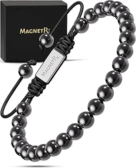 Magnetic Hematite Bracelet – MAX Strength Magnetic Stones – Beaded Magnetic Bracelets for Men and Women