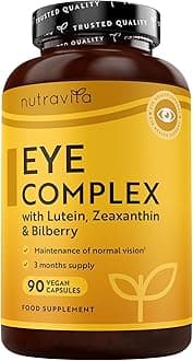 – Nutravita Lutein Natural Eye Supplement – 90 Vegan Capsules - Zeaxanthin, Bilberry Extract, Vitamins A, B12 & Zinc – for Maintenance of Normal Vision – Made in The UK
