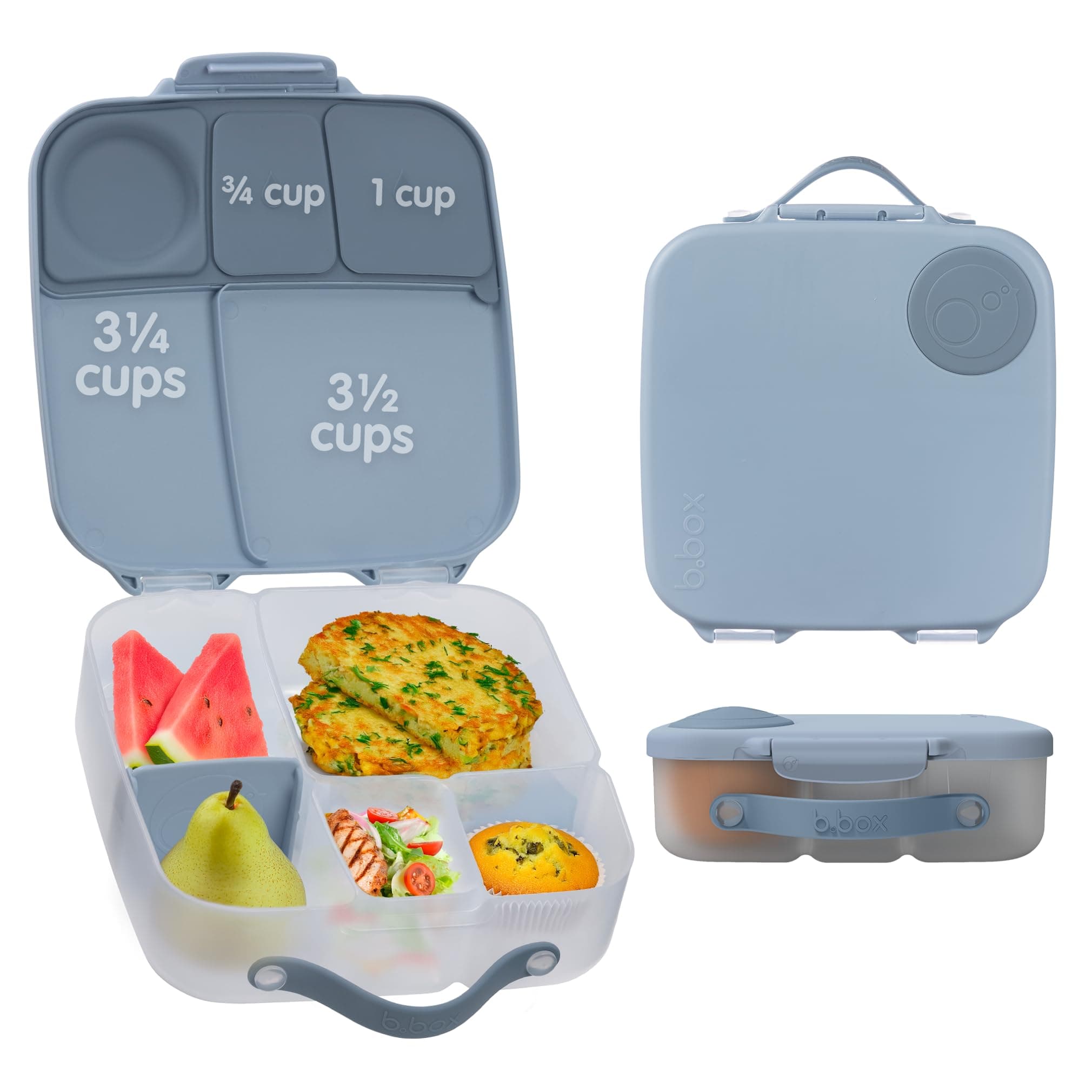 Lunchbox | Jumbo Bento Box with 4 Compartments (2 Leakproof), Removable Divider, Gel Cold Pack | Ideal for School | from 3+ | 2L Capacity