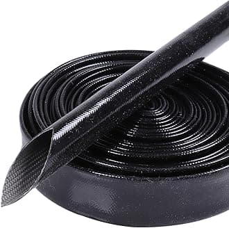 Silicone Fiberglass Sleeve High Temperature Heat Shield Wire Protective Electrical Insulation Self-extinguishing Black (5/16"-24ft)