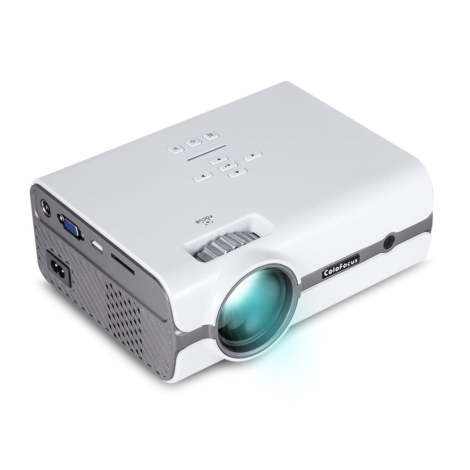 ColoFocus LCD Mini Projector, Home Video HD Projector with 1080P Supported, 1280x768 Resolution for Home Cinema Theater/Computer/TV/Laptop/Gaming/SD/iPad iPhone/Android Smartphone (White)