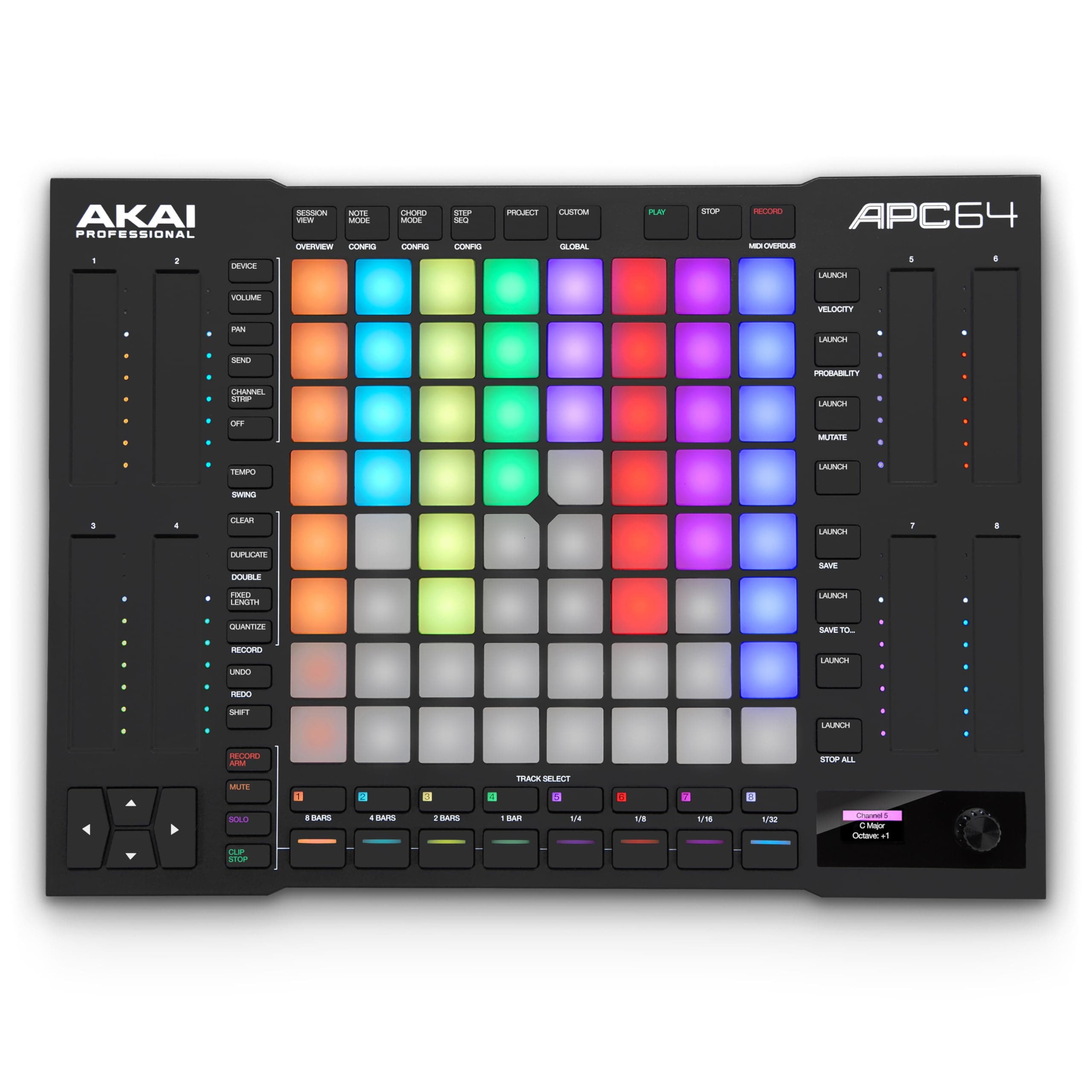 APC64 Ableton MIDI Controller with 8 Touch Strips, Step Sequencer, 64 RGB Velocity-Sensitive Pads, CV Gates, MIDI In and Out, USB-C