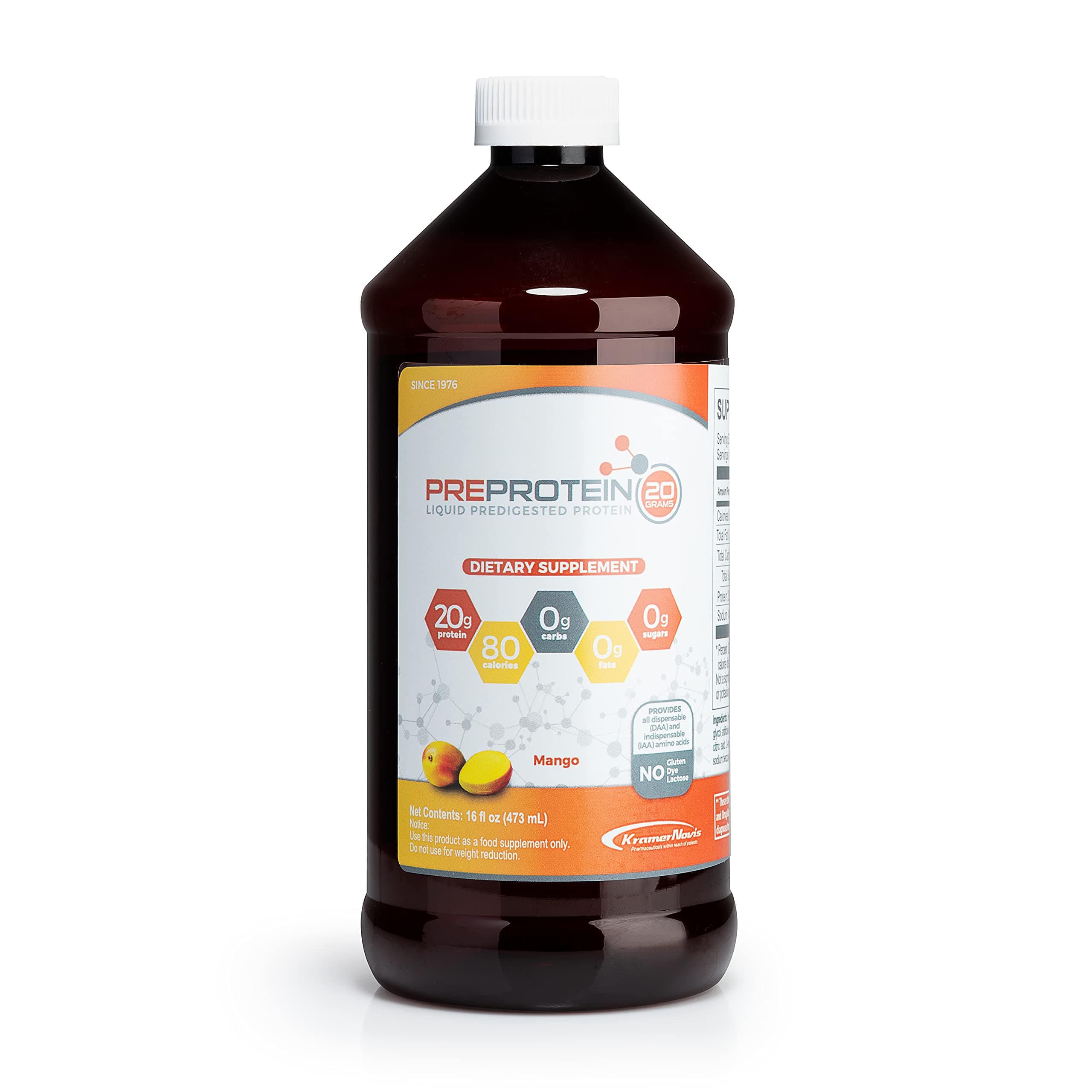 Pre-Protein 20 Liquid Mango, 16oz.