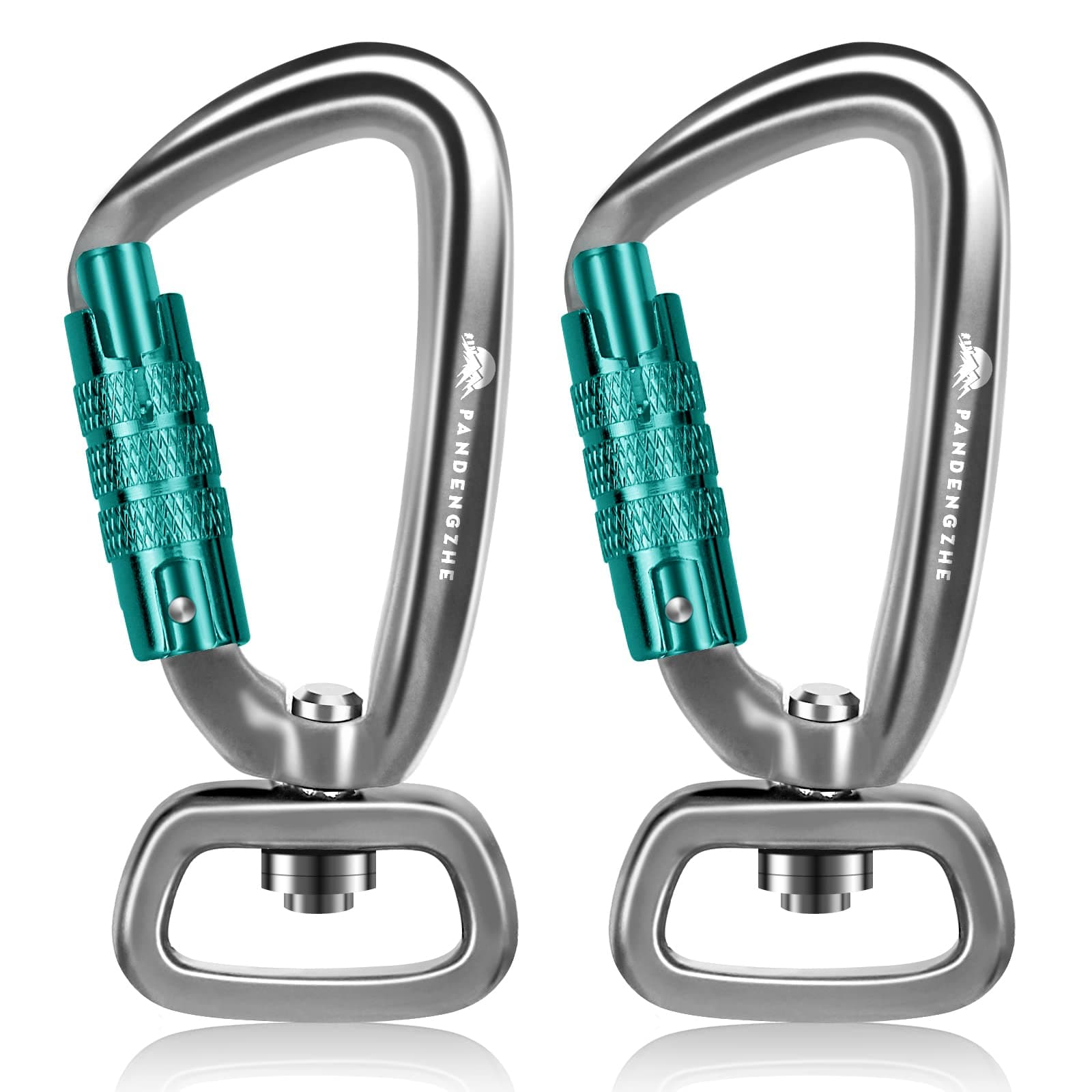 2 Pack Locking Carabiner Clip 2.5" with Swivel Ring for Securing Pets, Dog Leash Harness, Camping, Hiking, Keychains