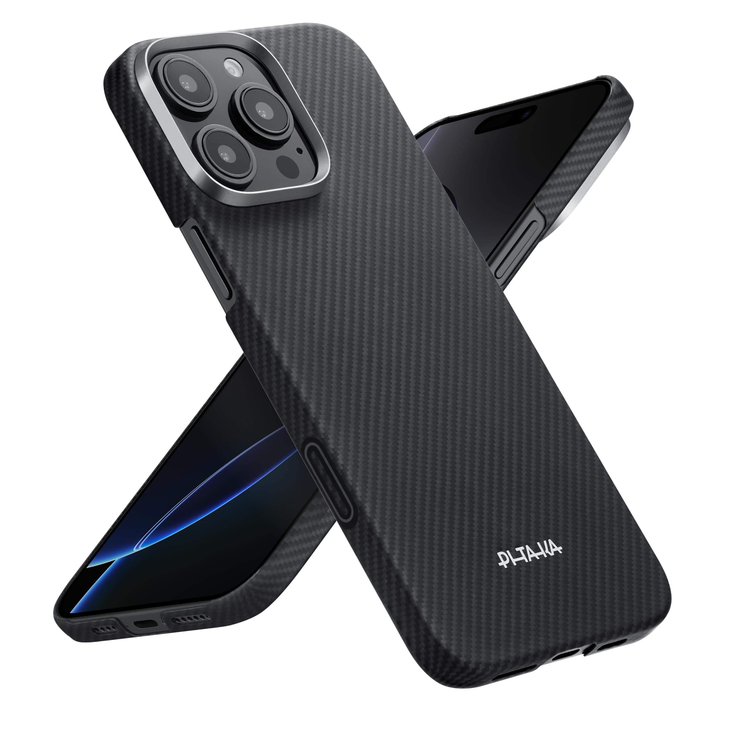 pitaka for iPhone 16 Pro Max Case 6.9 Inch, Compatible with MagSafe, Thin & Light Case iPhone 16 Pro Max with a Caseless Feel, 600D Aramid Fiber Woven [Ultra Slim-Black/Grey (Twill)]