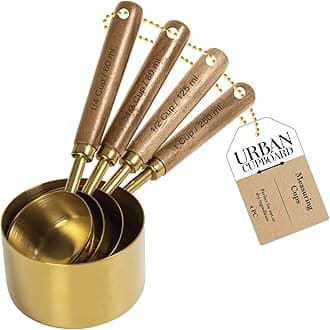 Urban Cupboard Measuring Cups, Gold, Standard Measurements, Set of 4