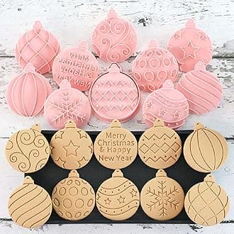 10 Piece Mini Christmas Ornament Cookie Cutters, 3d Raised Design Cookie Stamps, Mini Round Ornament Baking Molds(Ornament)