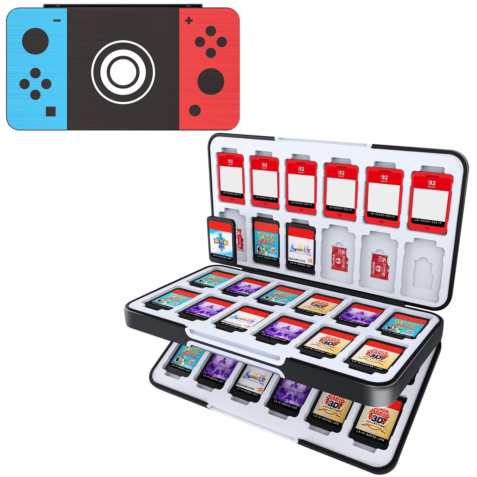 Game Card Case for Nintendo Switch&Switch OLED,Customized Pattern Switch Lite Game Card Storage Box with 48 Game Card Slots and 24 Micro SD Card Slots.