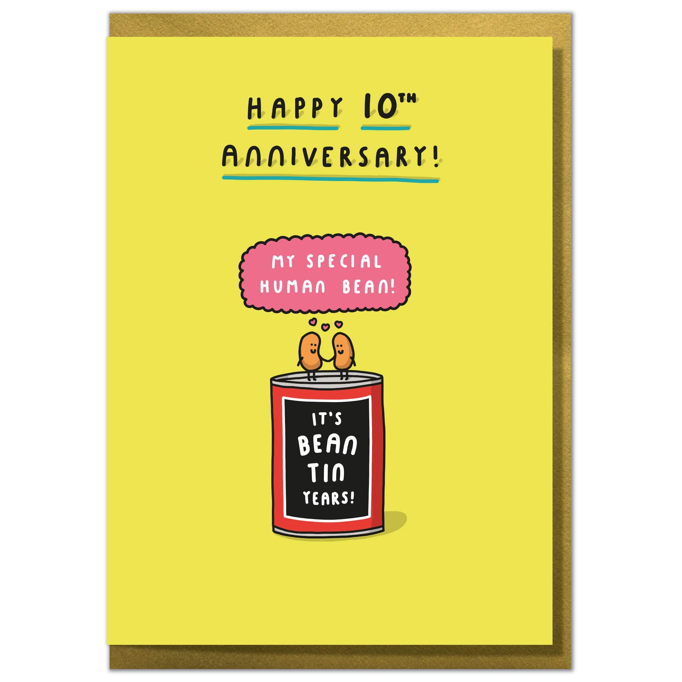 "It's Bean Tin Years!" Funny 10th Anniversary Card