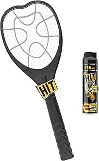 HIT Anti Mosquito Racquet - Rechargeable Insect Killer Bat with LED Light (6 Months Warranty) & Mosquito and Fly Killer Spray, 200ml Combo