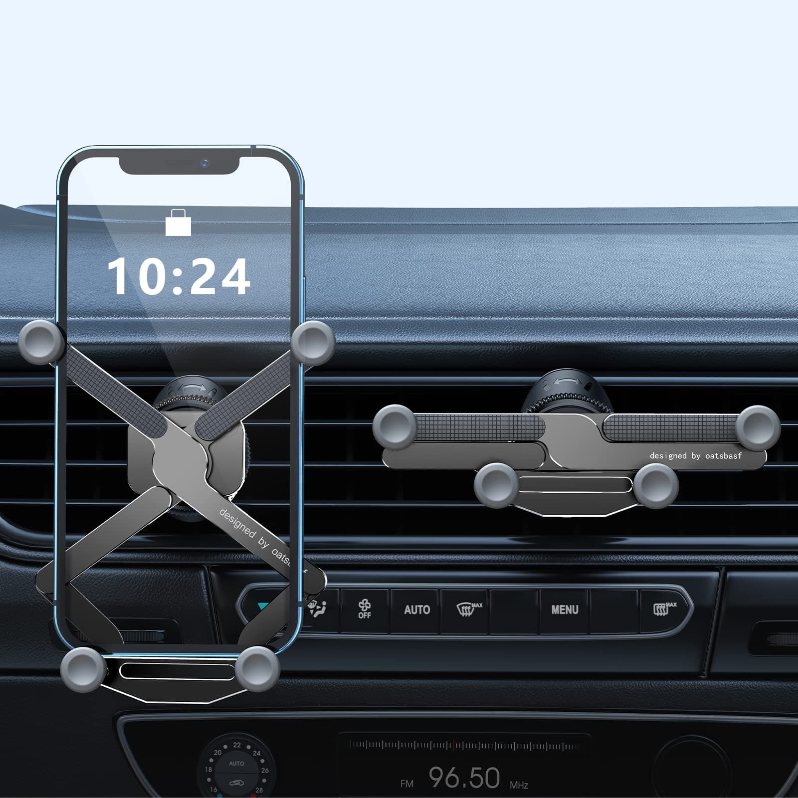 Car Phone Holder Vent, [Easiest Operation] Gravity Automatic Phone Holder for Car, [Aluminum & Compact] Vent Phone Mount for Car, Android Car Phone Holder iPhone 15 Pro Max-Black