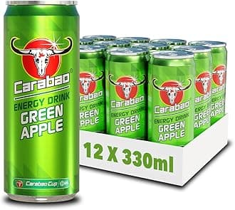 Energy Drink Green Apple, 12 x 330ml Cans Case, Low Calorie, Lower Sugar, Fizzy Fruit Flavour, Vegan, Gluten Free Drink. B Vitamins, Taurine, Caffeine with Zero Crash, Bulk Crates, Multipack