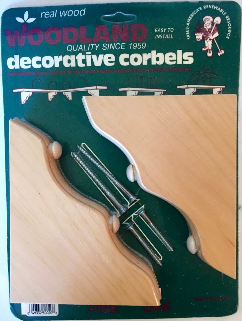 The Magellan Group Natural Pine Corbels (Pair), 5 1/8 Width x 6 1/4 in. Length x 1 1/8 in. Height