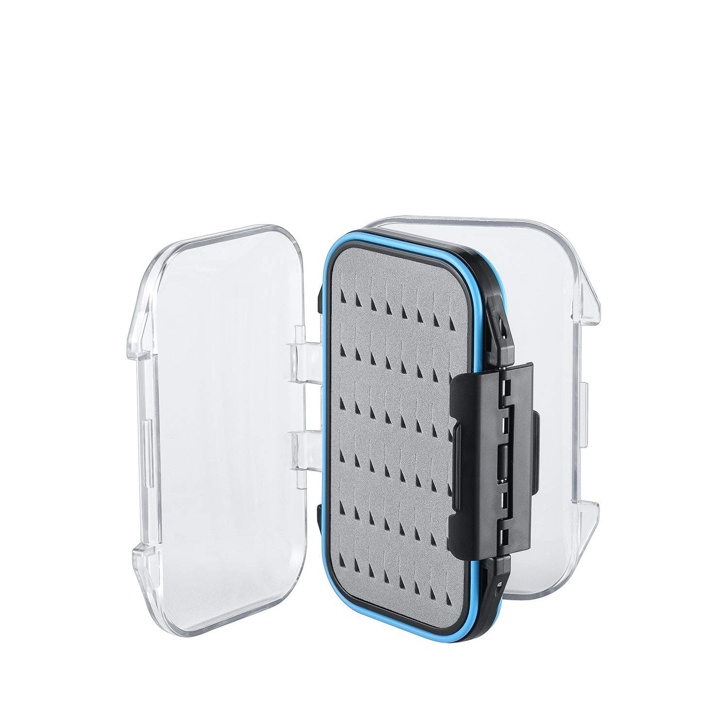 Gonex Fly Boxes for Fly Fishing Jig Boxes Two-Sided Waterproof Lightweight Fly Fishing Box Easy Grip Transparent Lid Fly Fishing Lures Box, 4.1"x 3.0"x 1.2", Grey