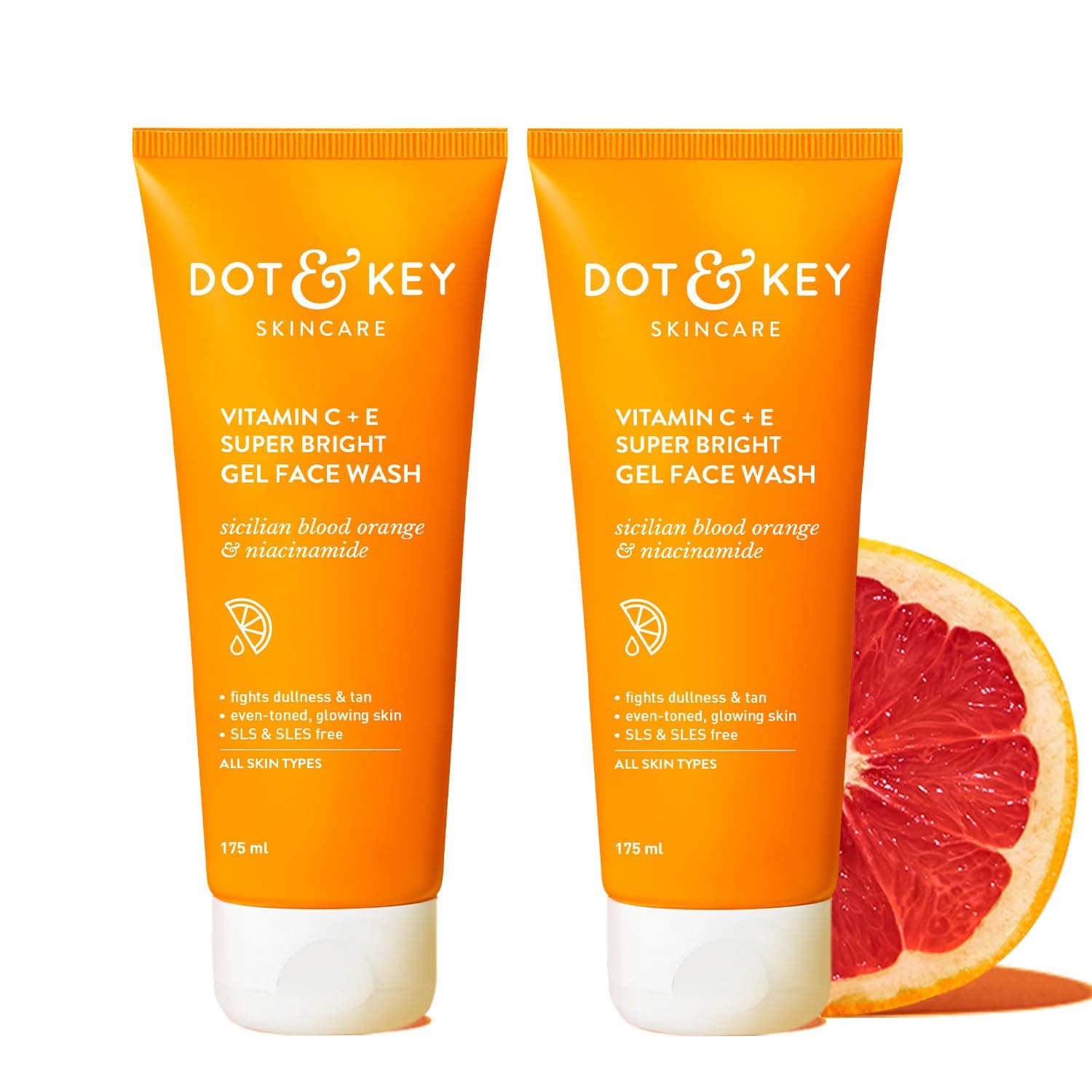 Dot & Key Vitamin C + E Super Bright Gel Face Wash Combo| For Glowing And Brightening Skin | All Skin Types | With Triple Vitamin C, Fades Dark Spots & Pigmentation | 350g(Pack of 2, 175gm each)