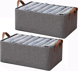 House of Quirk 1pcs Store Wardrobe Organizer For Clothes With Metal Fram Foldable Storage Box, Clothing Storage Boxes For Pants, Shirt, Sweaters, Jeans, Socks (Dark Grey)