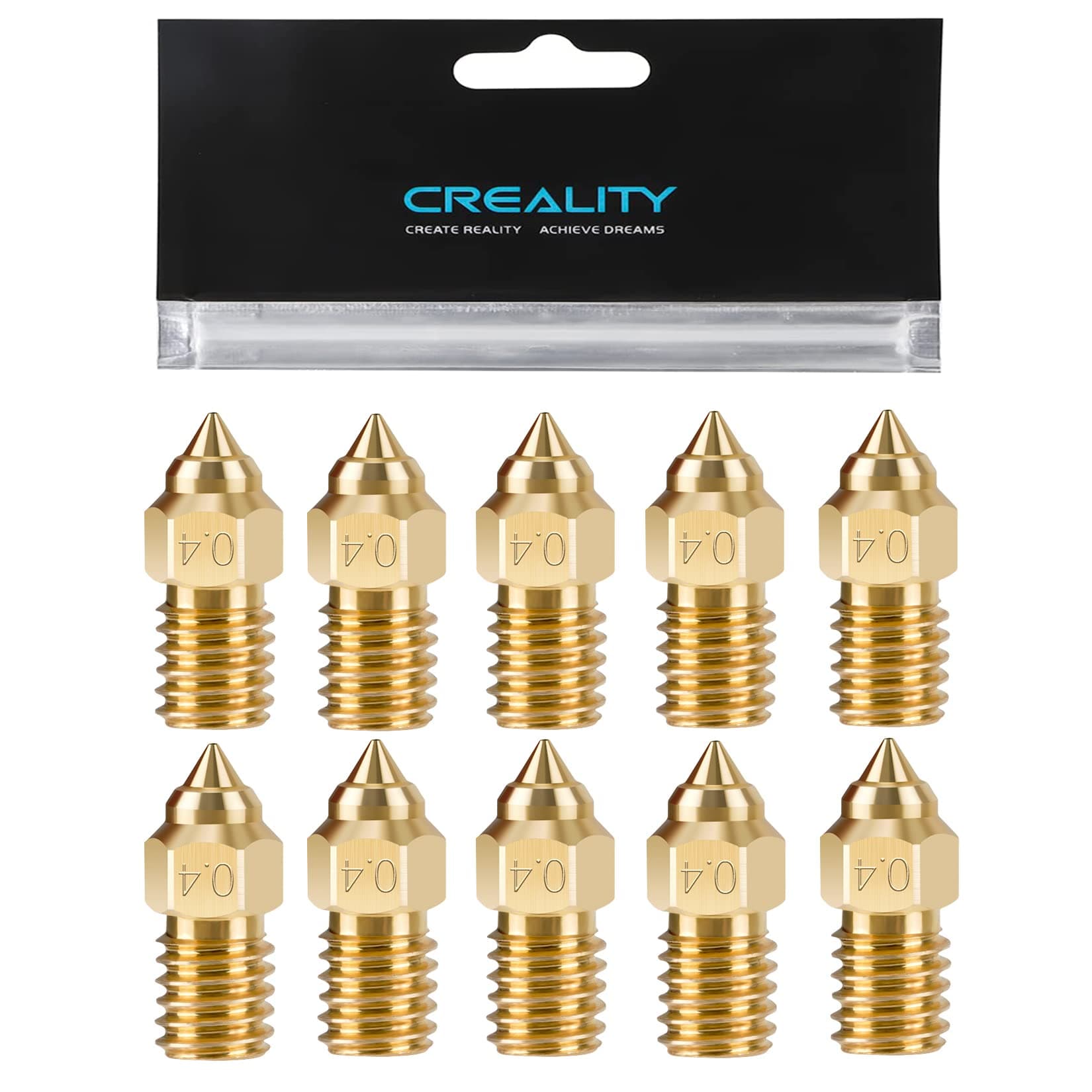 10pcs 0.4mm Brass Nozzle for Ender 3 V3 SE, Ender 5 S1, 3D Printer Parts M6 0.4mm High Speed Nozzle Kit for Ender 3 V3 SE, Ender 5 S1, Ender 7, Spider 1.0 Hotend