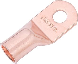 SELTERM 4/0 AWG (95 mm²) - 3/8" (M10) ⌀ Hole UL Heavy Duty Wire Lugs, Battery Cable Ends, Bare Copper Eyelets, Tubular Ring Terminal Connectors [B93] - 2 Pack