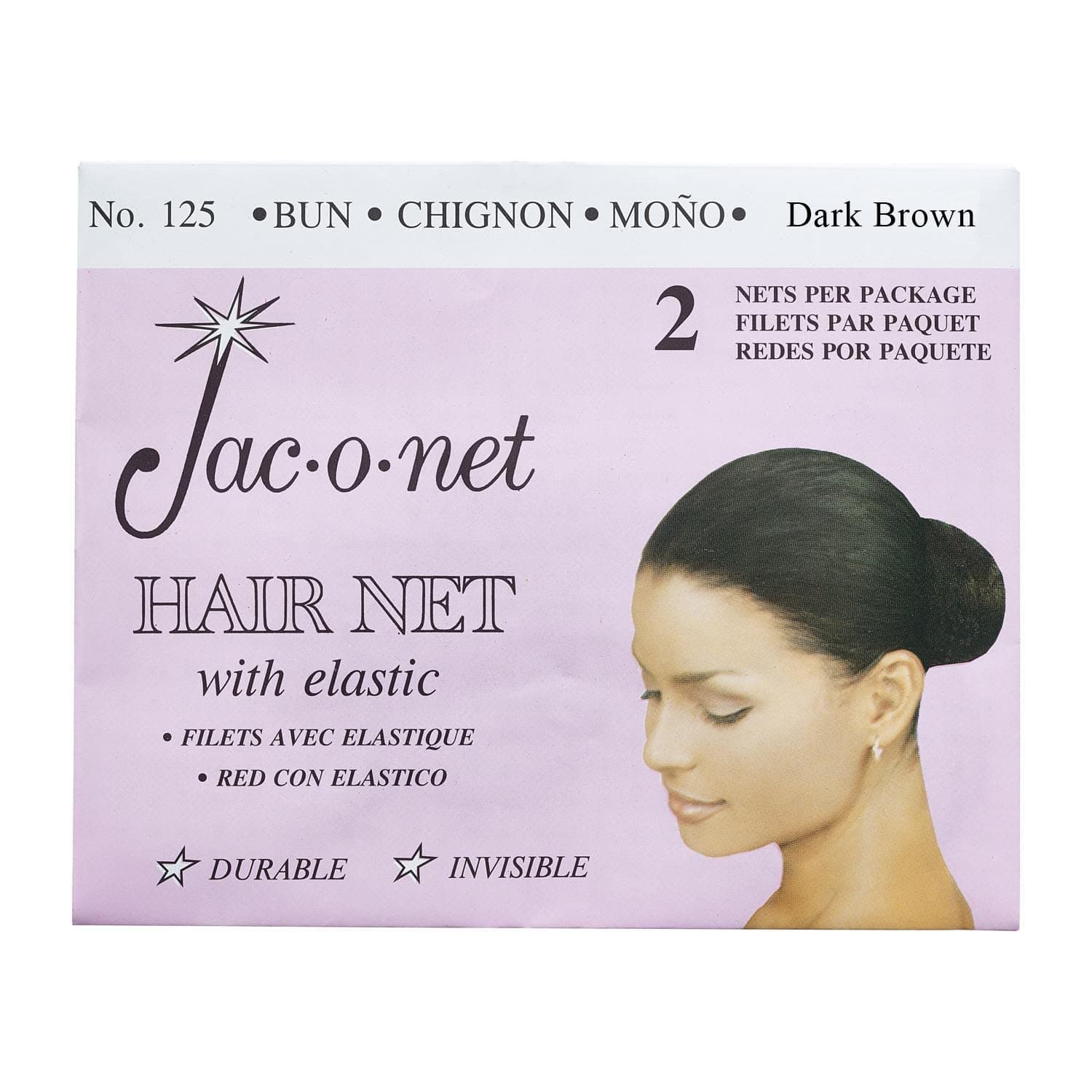 Tiny Mesh Hair Net - Chignon Bun Size, Dark Brown, 2 Nets Per Pack [1 Pack]