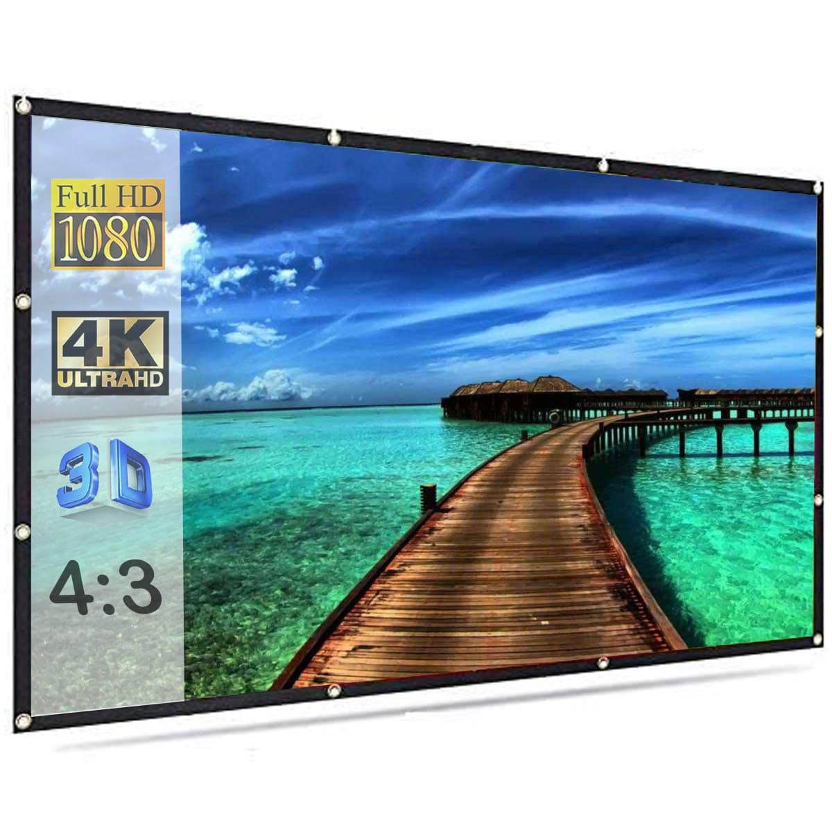 SAVSOL2023 Upgraded Projector Screen, Eyelet Screen (7 ft. (W) x 5 ft. (H) - 100" Inch) Diagonal Anti-Crease Projection Screen for Home Theater 4:03 Aspect Ratio