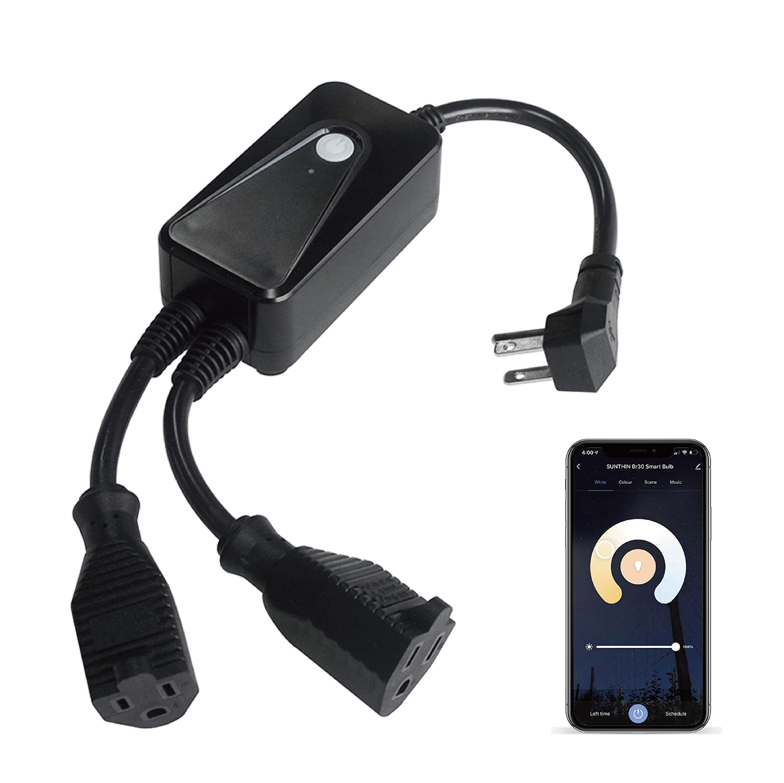 Banord Smart Outdoor Dimmer, WiFi Smart Dimmer Plug for String Lights Compatible with Alexa Google, IP55 Waterproof Light Dimmer with Max Power 400W for Incandescent, 150W for LED