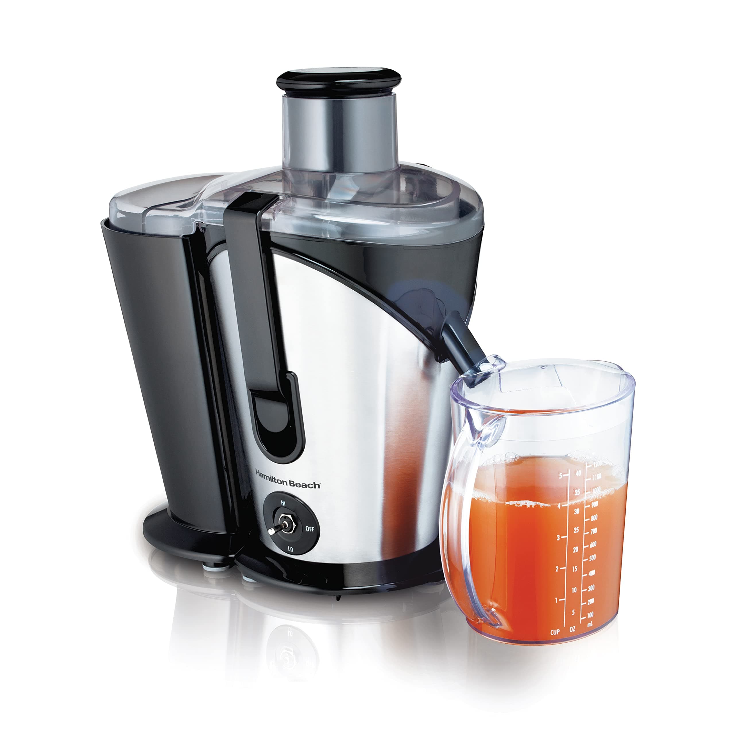 Hamilton BeachBig Mouth Plus 2 Speed Juice Extractor With 8cm Feed Chute, Easy To Clean, 1.2L Bpa-Free Juice Pitcher, Powerful 600W Motor, Stainless Steel, 67750G-Sau, 2 Year Limited Warranty