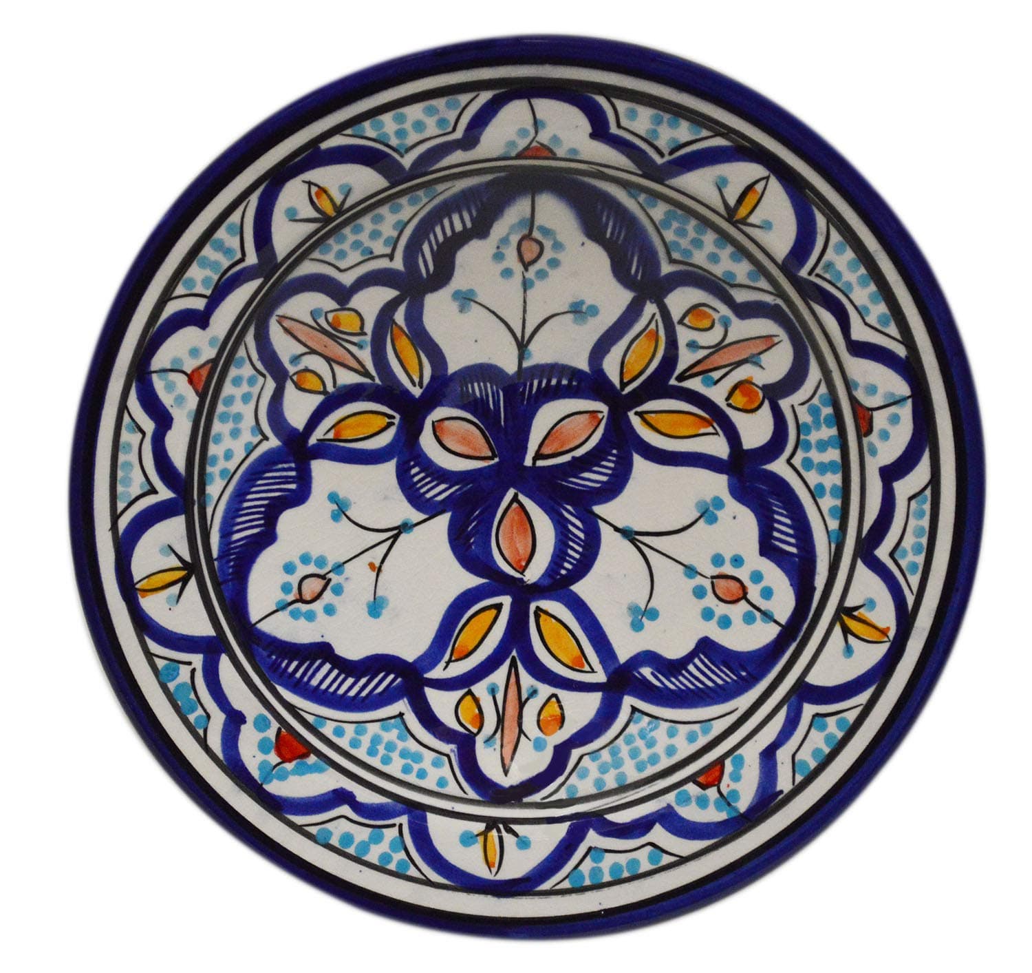 Ceramic Plates Moroccan Handmade Appetizer Tapas Serving Decorative 8 inches Round